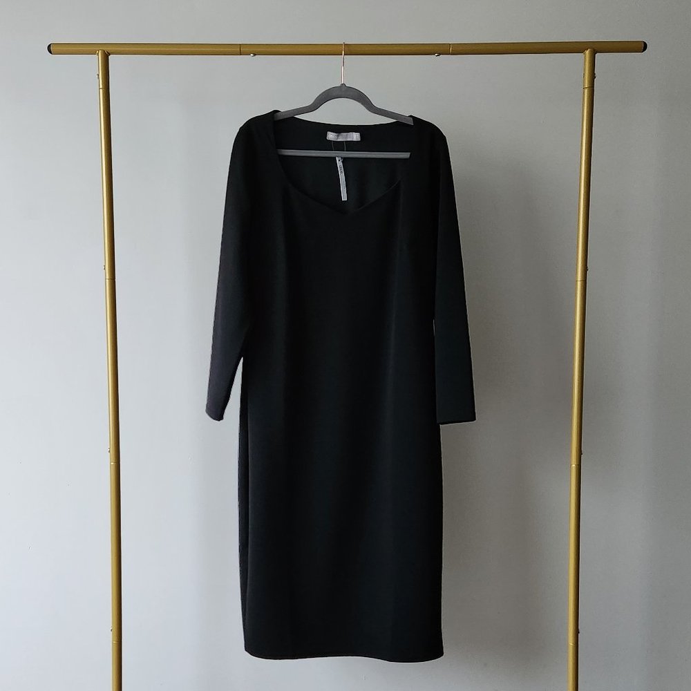 ASOS CURVE Midi V Neck Pencil Dress with Long Sleeves